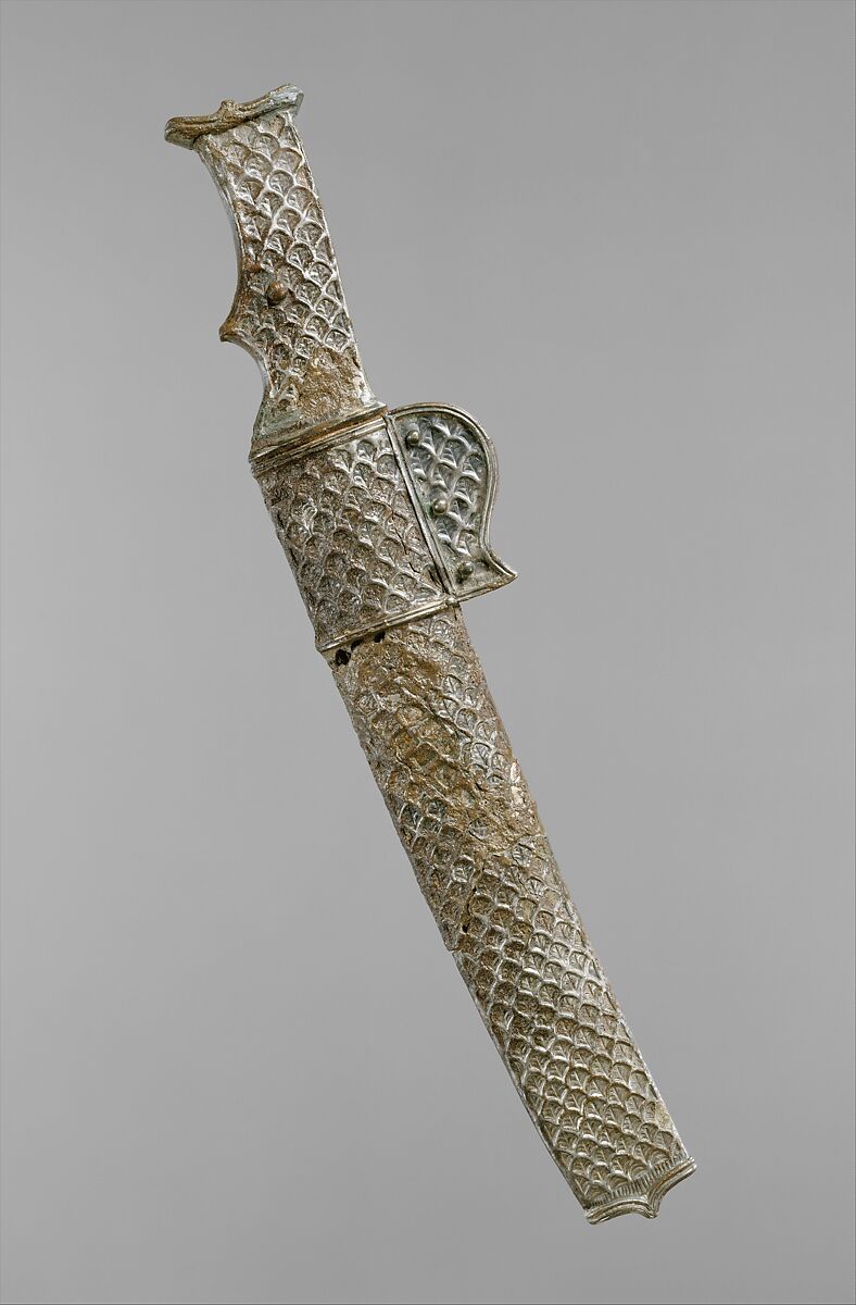 Short sword and scabbard, Silver (scabbard and hilt), iron (blade), Sasanian 