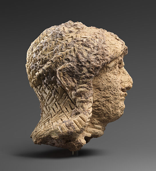 Head of a female, Ceramic, Babylonian