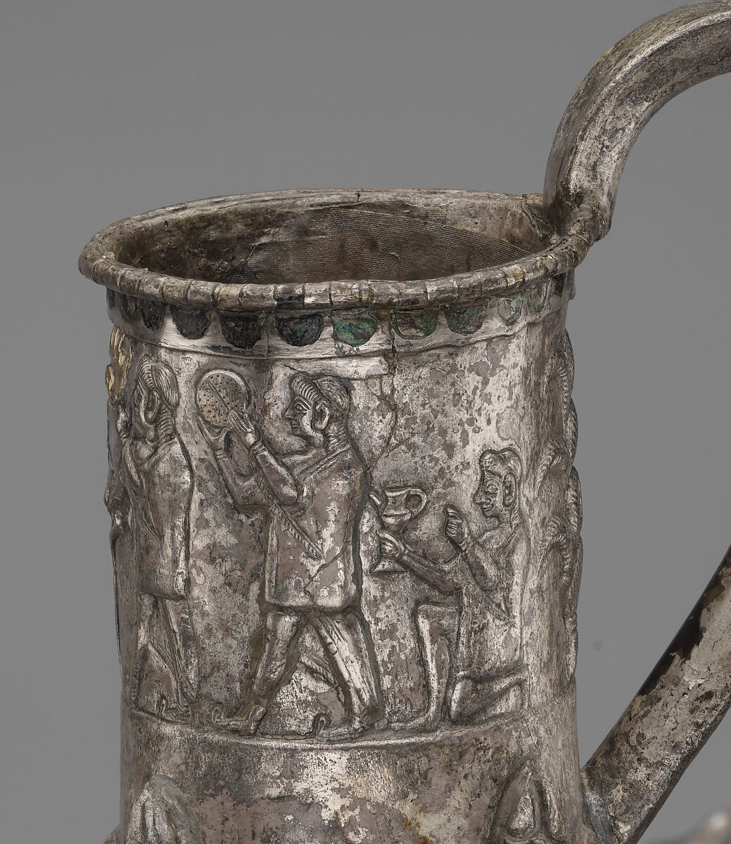 Vessel terminating in the forepart of a stag, Silver, gold inlay, Hittite