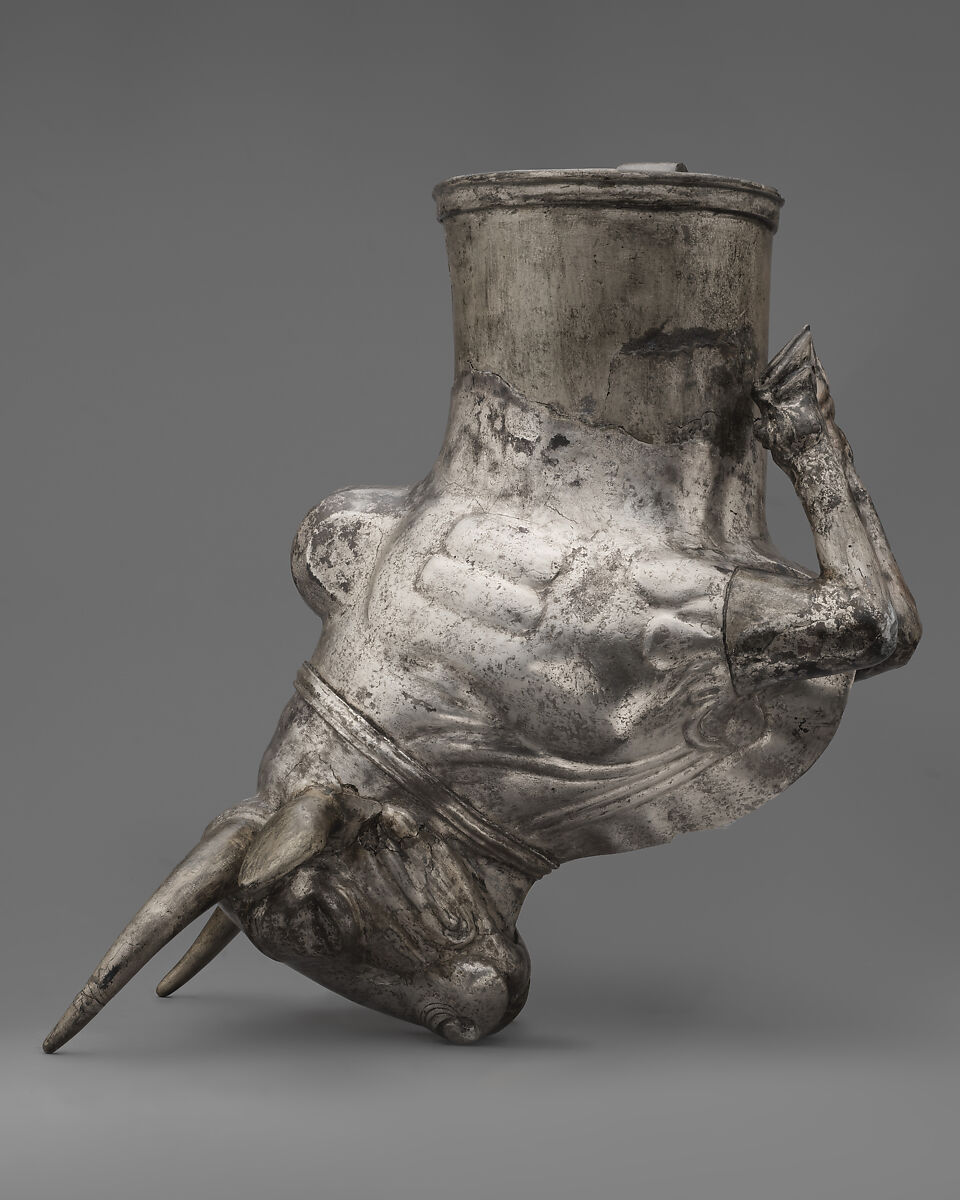 Vessel terminating in the forepart of a bull, Silver, Hittite