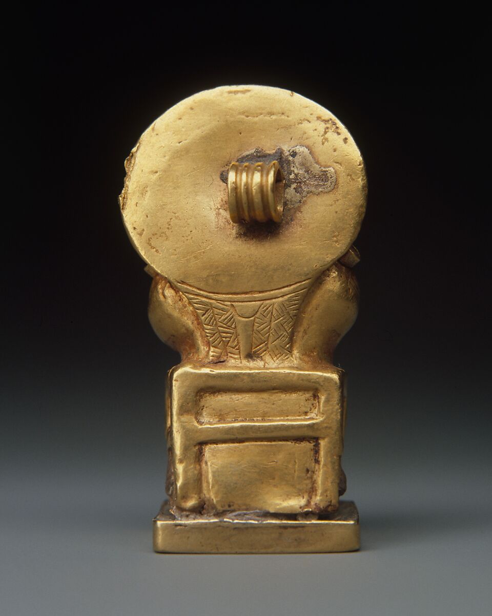 Seated goddess with a child, Gold, Hittite