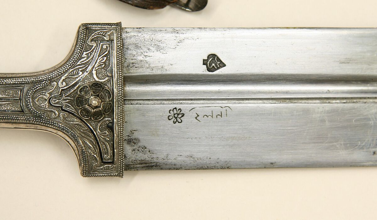 Dagger (Kindjal) with Scabbard, Steel, wood, silver, niello, Caucasian, possibly Kubachi, Dagestan