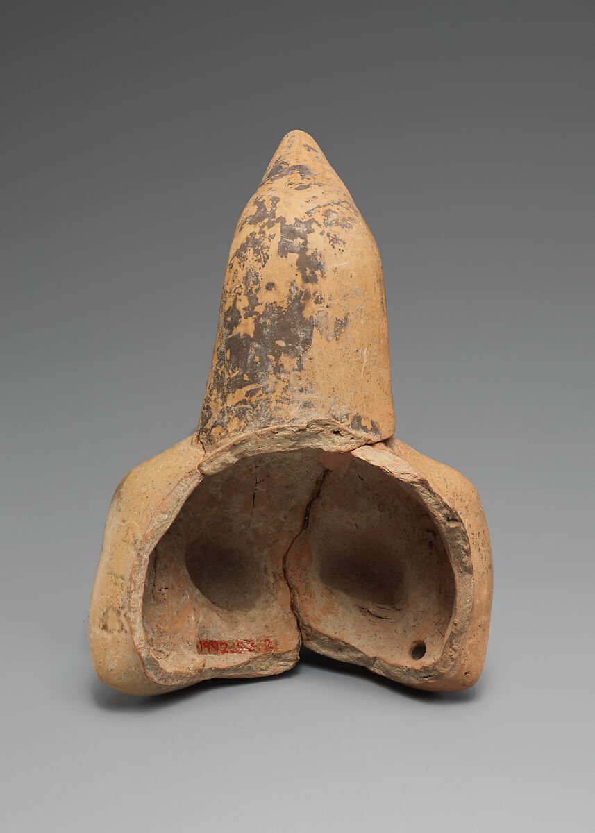 Vessel fragment in the form of a nude female, Ceramic, paint, Elamite