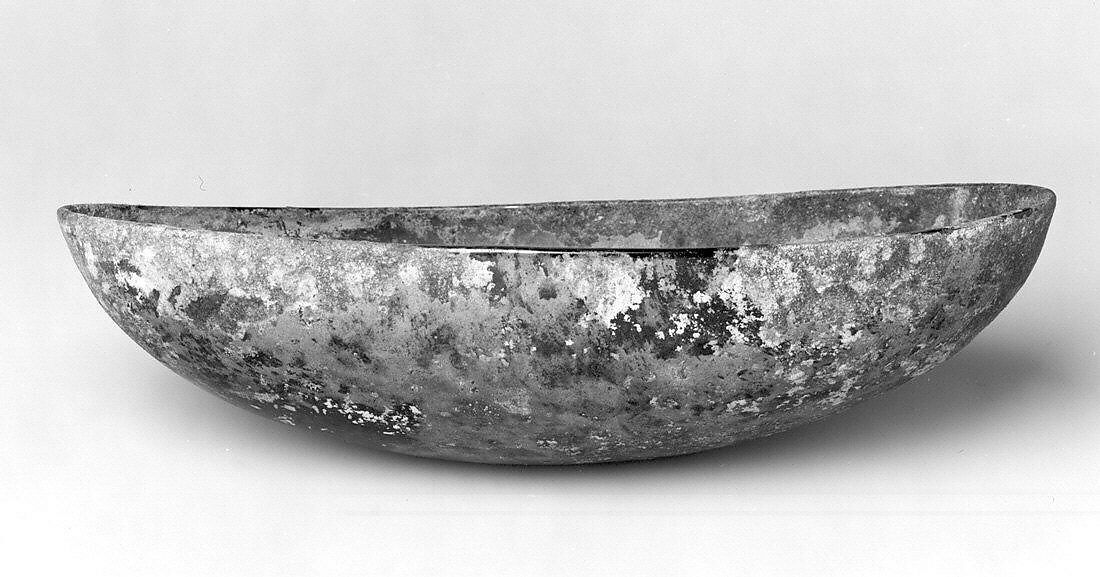 Elliptical bowl, Bronze, tin, Sasanian 