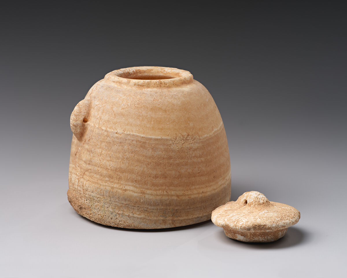 Vessel with a lid, Calcite alabaster