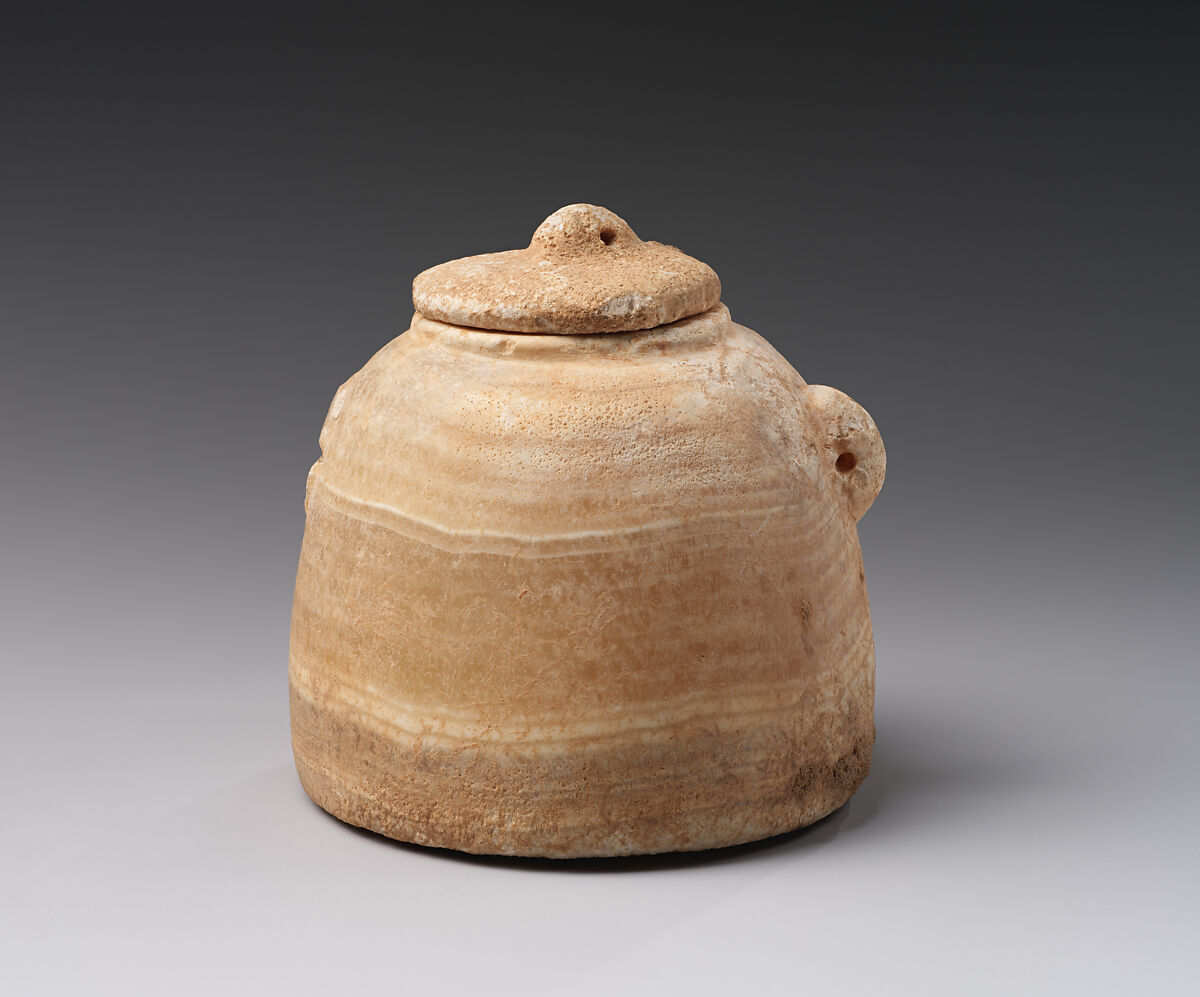 Vessel with a lid, Calcite alabaster 