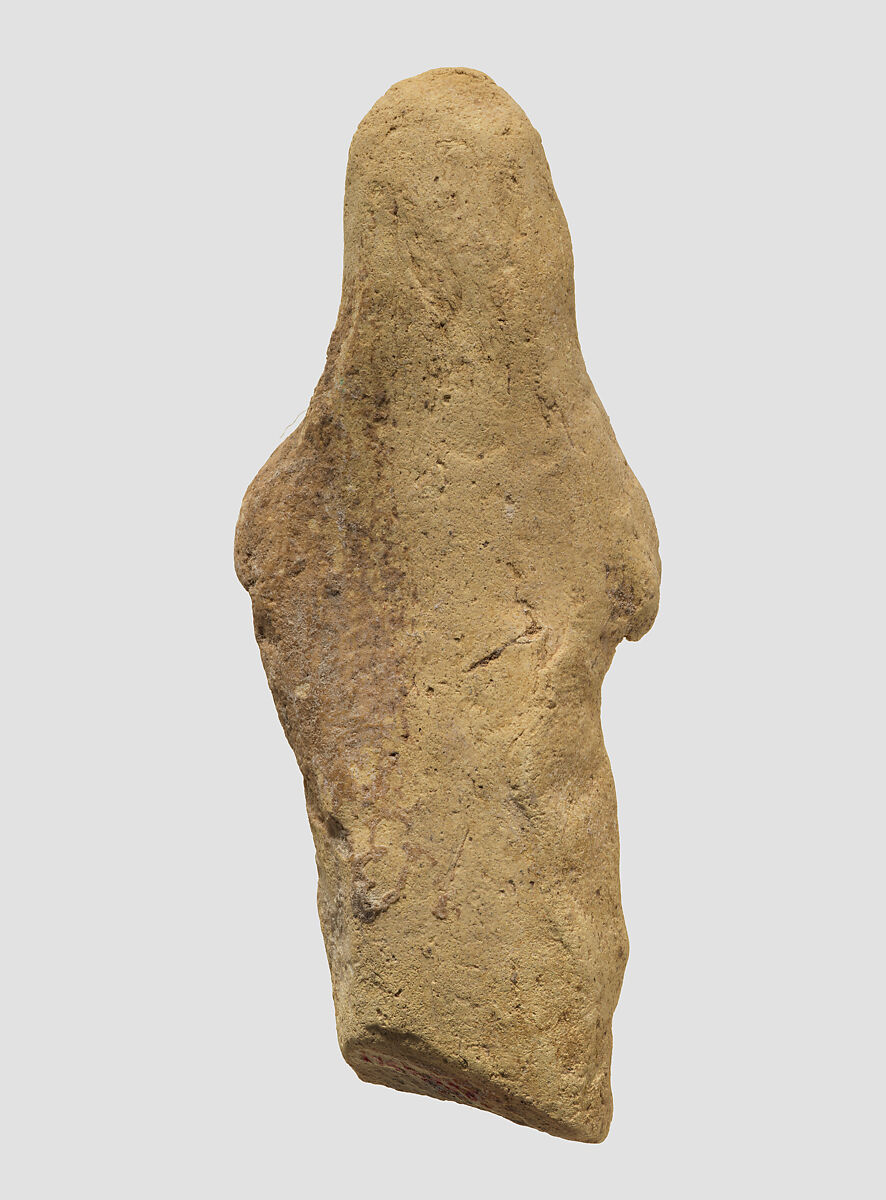 Figurine plaque: bearded man playing a drum, Ceramic, Babylonian