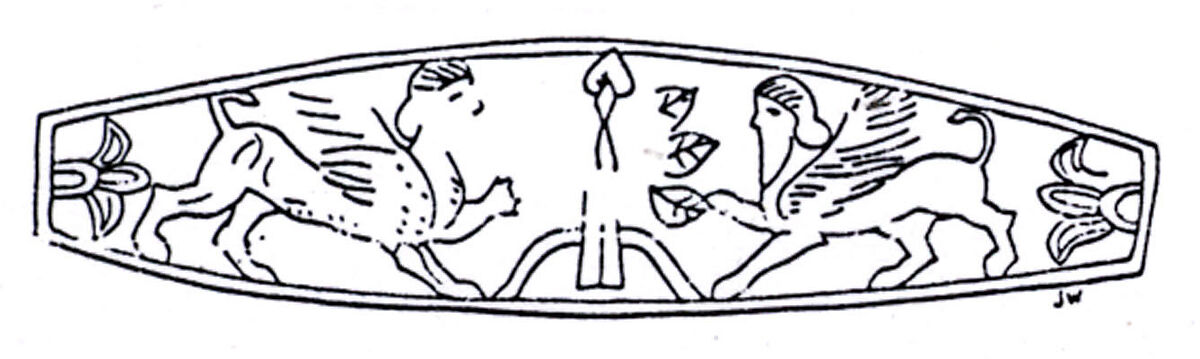 Seal ring and modern impression: two sphinxes flanking a tree, Silver, Iran