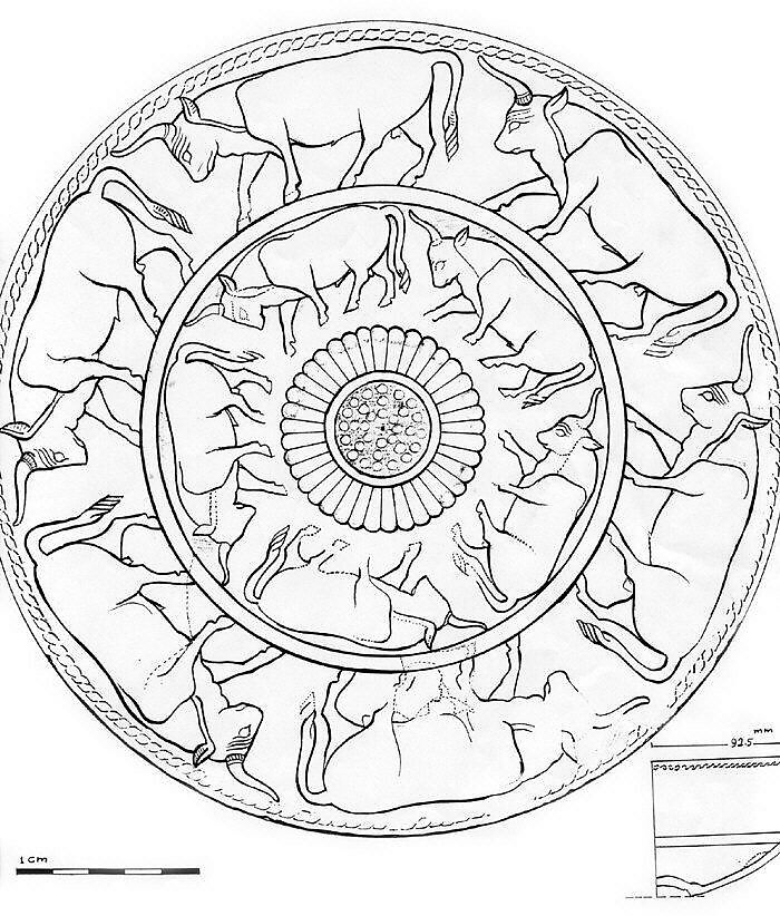 Bowl with bands of striding bulls and two inscriptions, Bronze