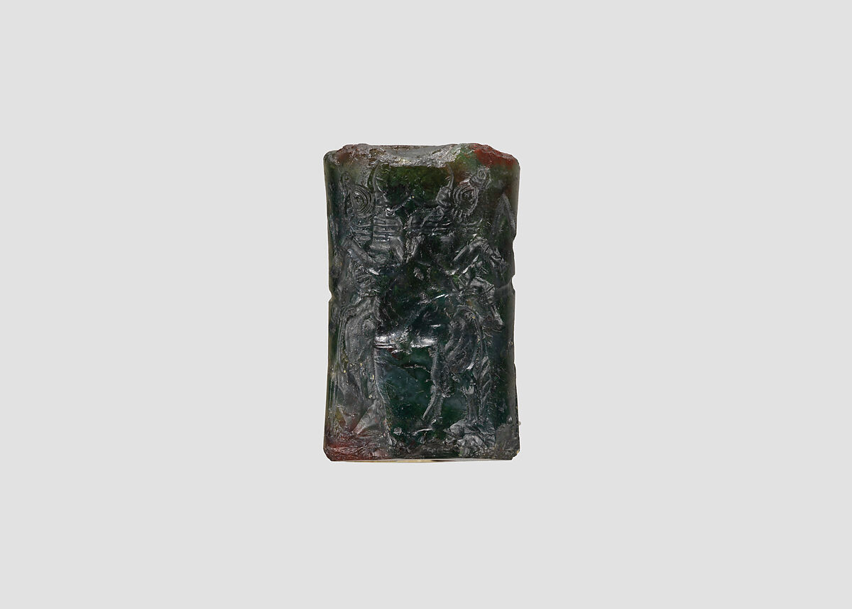 Cylinder seal: contest scene, Agate, Akkadian
