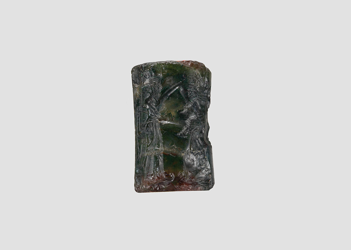 Cylinder seal: contest scene, Agate, Akkadian