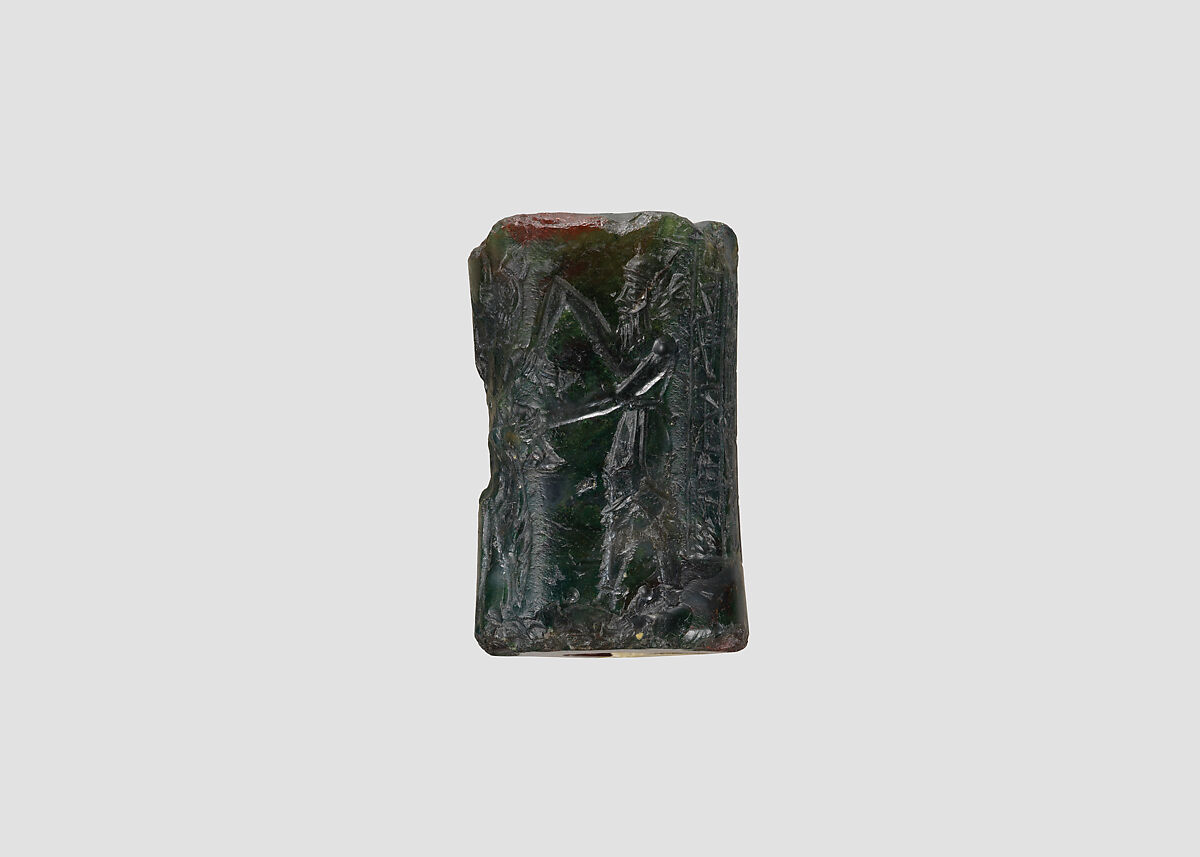 Cylinder seal: contest scene, Agate, Akkadian