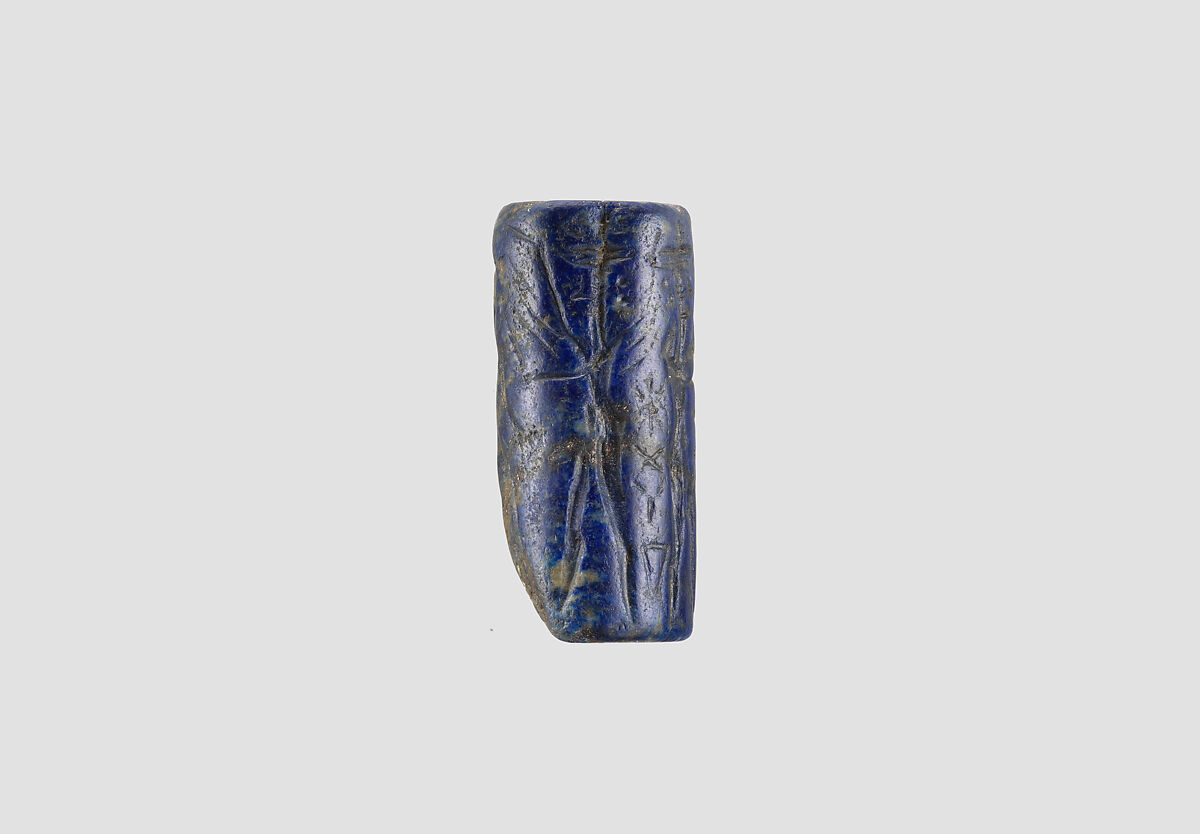 Cylinder seal, Lapis lazuli, Akkadian