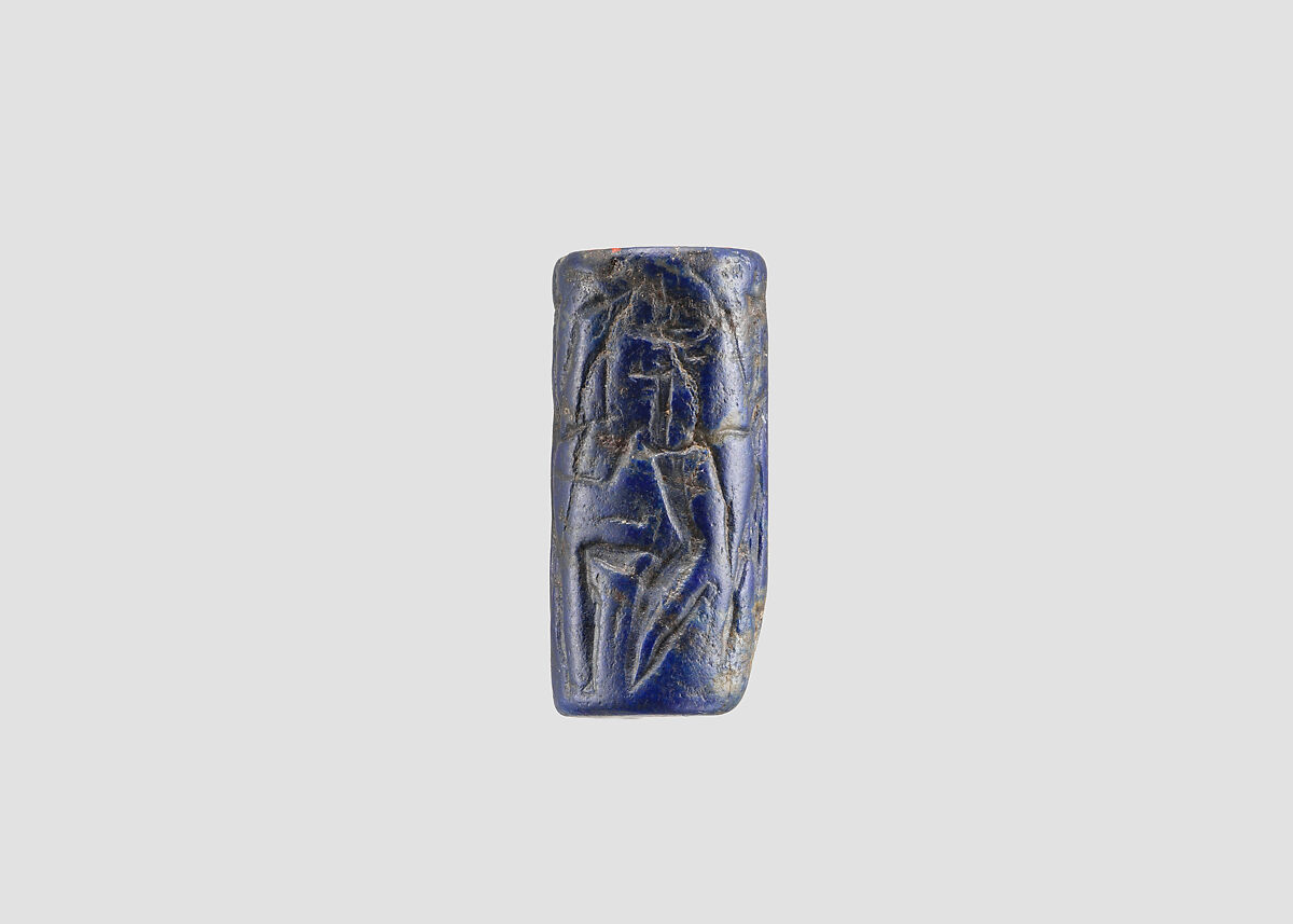 Cylinder seal, Lapis lazuli, Akkadian