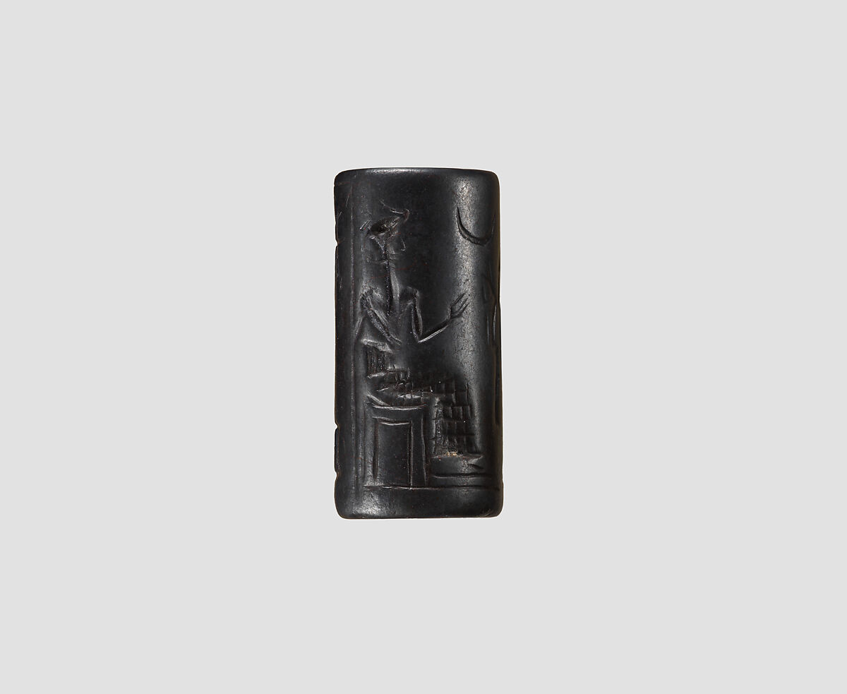 Cylinder seal with ritual scene, Hematite, Neo-Sumerian