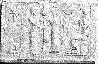 Cylinder seal with ritual scene, Hematite, Neo-Sumerian 