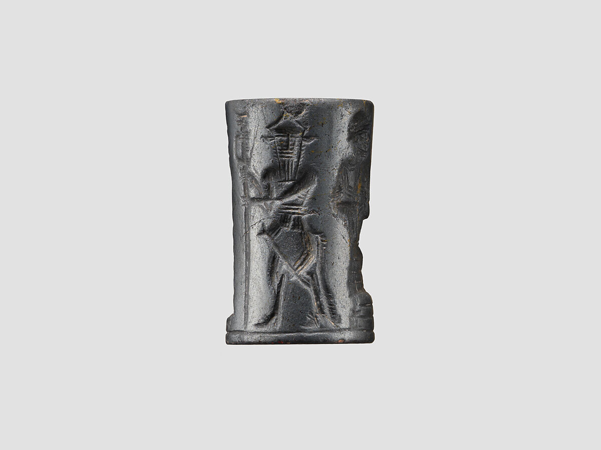 Cylinder seal, Hematite, Isin-Larsa–Old Babylonian