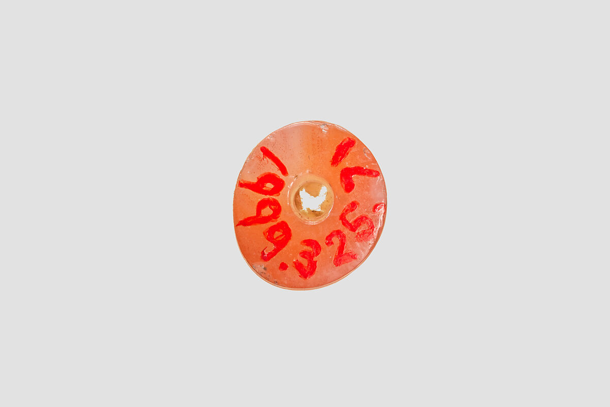 Cylinder seal with cultic scene, Veined orange Carnelian (Quartz), Assyrian