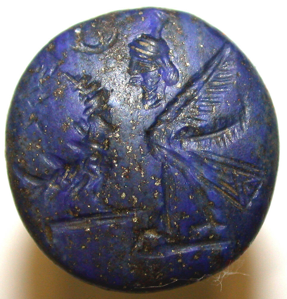 Stamp seal (conoid) with monsters, Lapis lazuli, Assyro-Babylonian or Achaemenid 