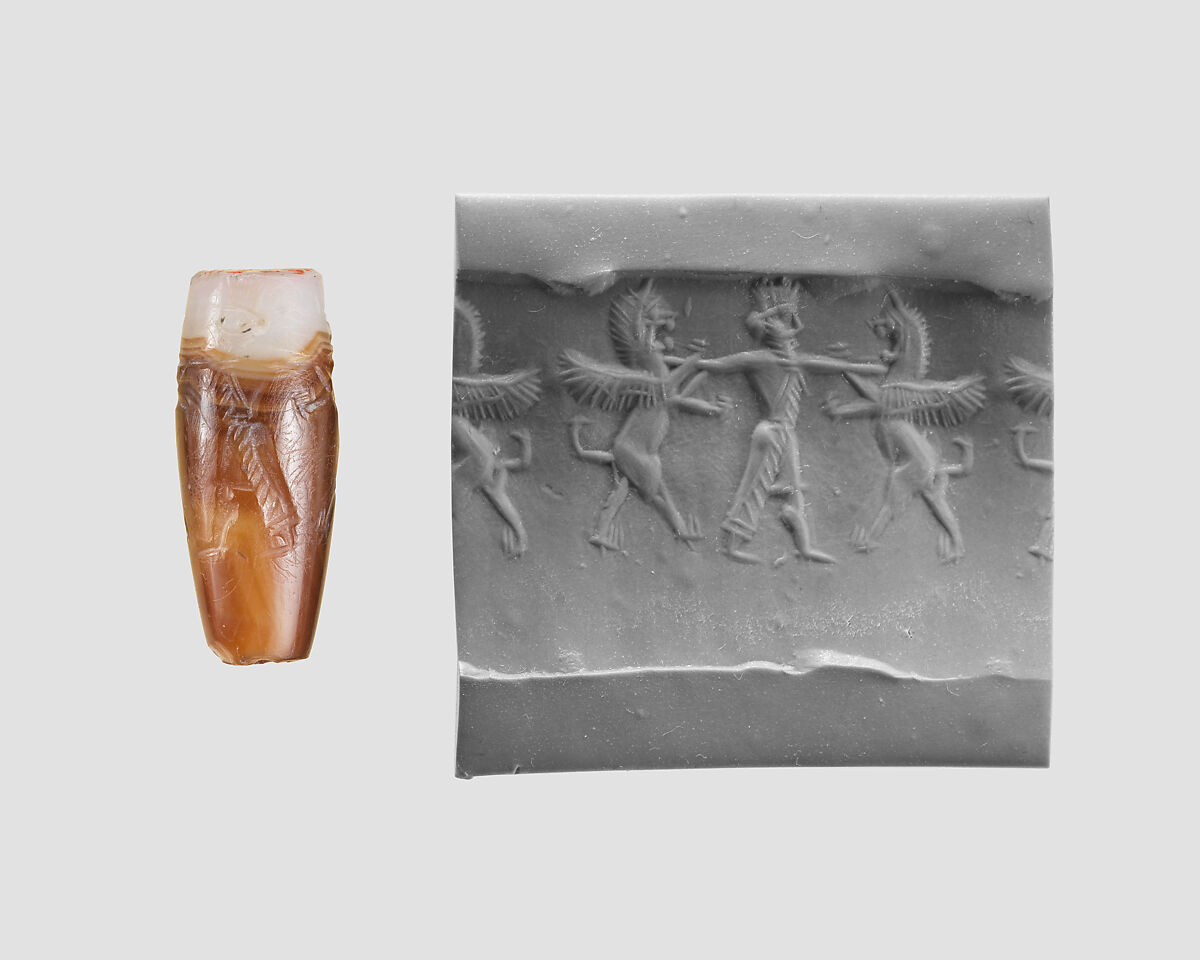 Cylinder seal, Agate, Achaemenid 