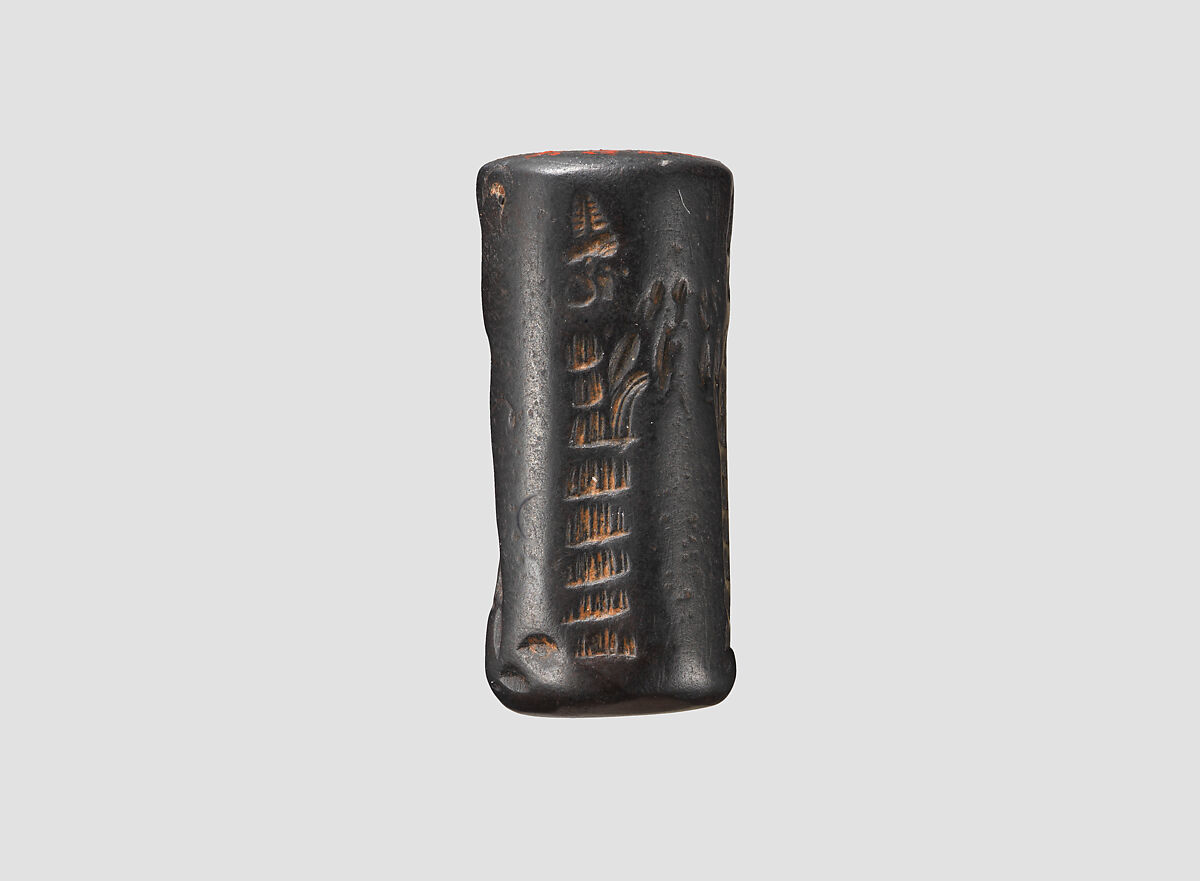 Cylinder seal and modern impression: suppliant goddesses and worshipers, Hematite, Babylonian