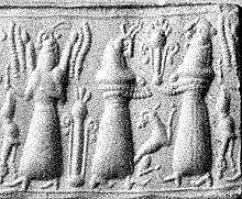 Cylinder seal and modern impression: animal-headed divinities with prey