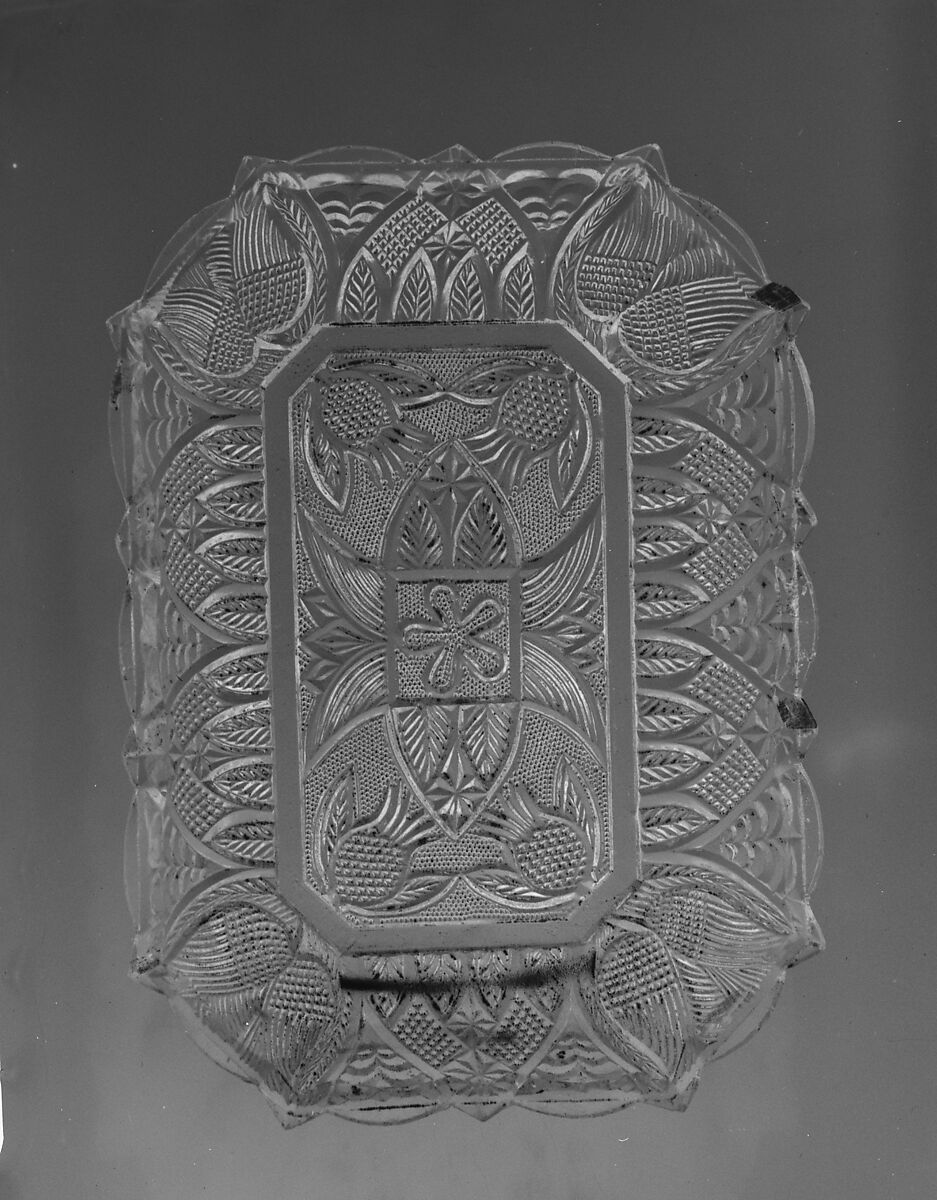 Dish, Possibly Boston &amp; Sandwich Glass Company (American, 1825–1888, Sandwich, Massachusetts), Lacy pressed glass, American 