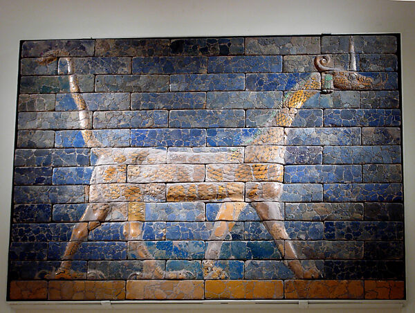 Panel with mushhushshu dragon, Ceramic, glaze, Babylonian 