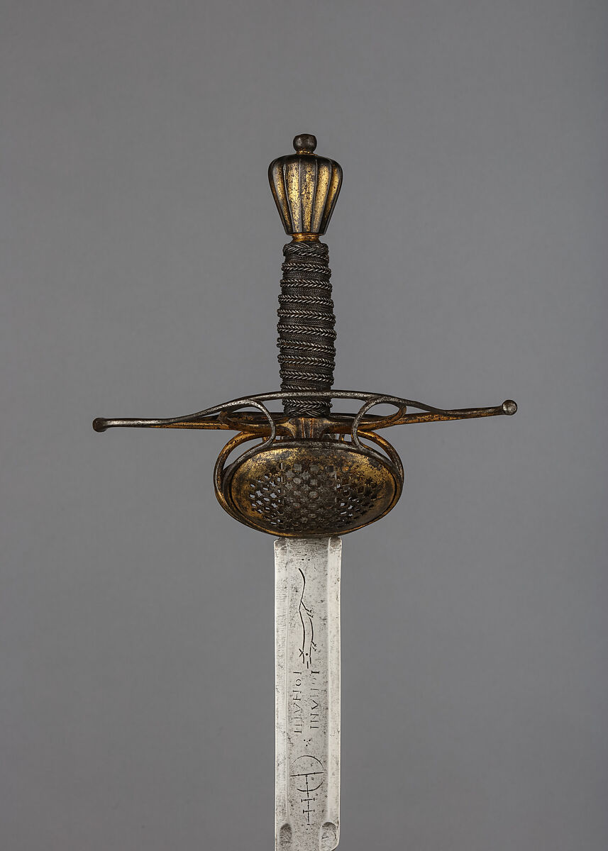 Sword, Steel, gold, blade, German; hilt, possibly Flemish