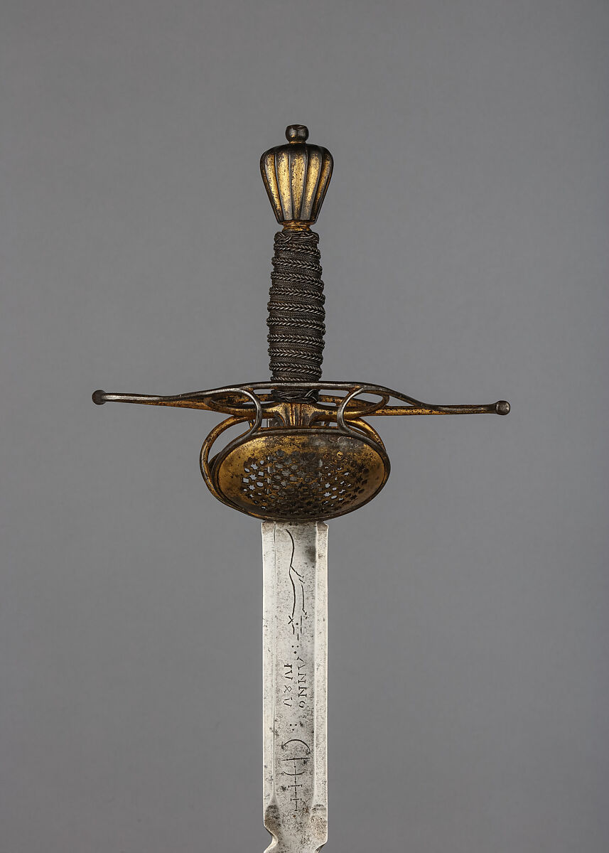 Sword, Steel, gold, blade, German; hilt, possibly Flemish 