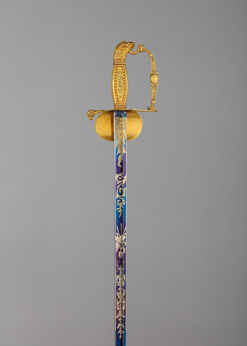 Sword and Scabbard Presented to Captain Samuel Chester Reid (1783–1861), John Targee (American, ca. 1774–1850), Gold, brass, steel, American, New York
