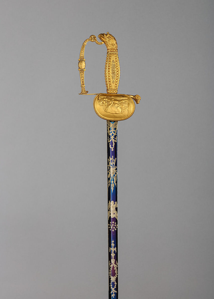 Sword and Scabbard Presented to Captain Samuel Chester Reid (1783–1861), John Targee (American, ca. 1774–1850), Gold, brass, steel, American, New York