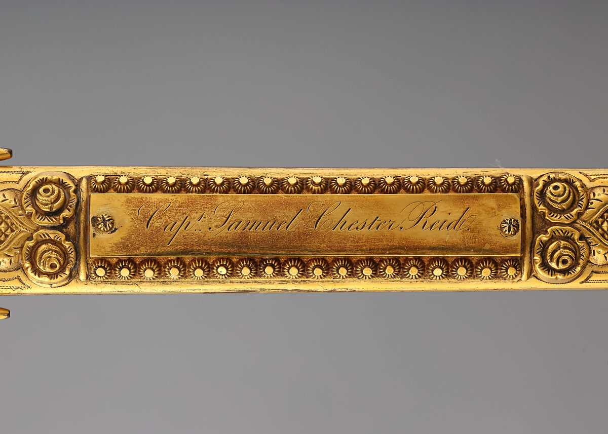 Sword and Scabbard Presented to Captain Samuel Chester Reid (1783–1861), John Targee (American, ca. 1774–1850), Gold, brass, steel, American, New York