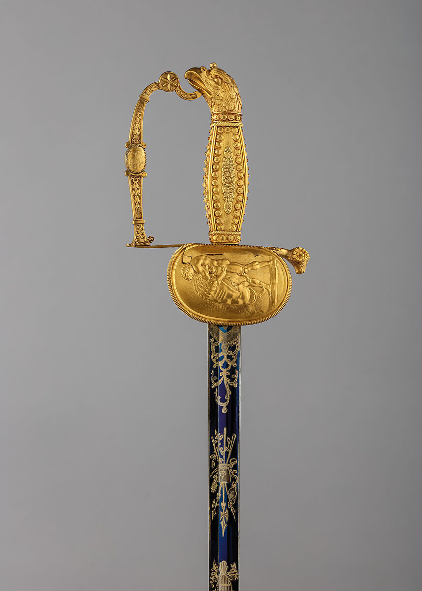 Sword and Scabbard Presented to Captain Samuel Chester Reid (1783–1861), John Targee (American, ca. 1774–1850), Gold, brass, steel, American, New York 