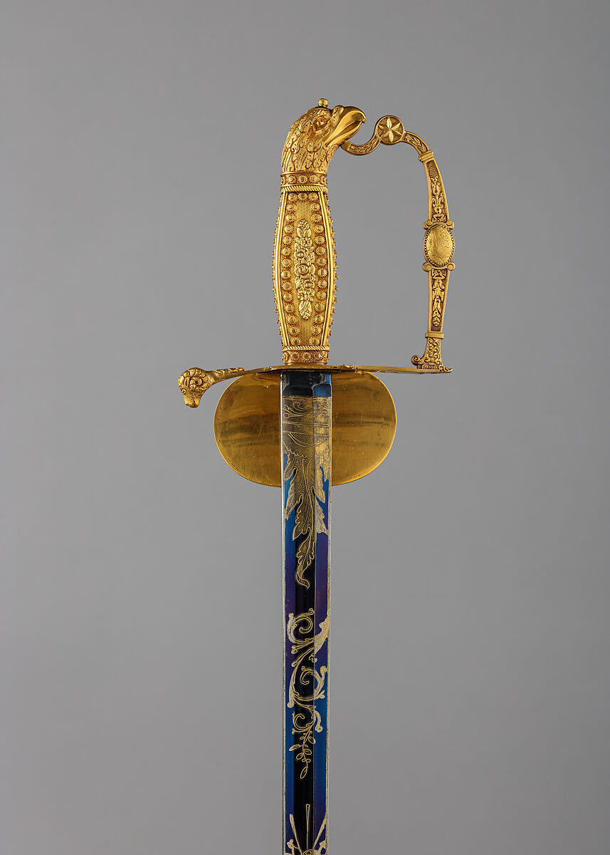 Sword and Scabbard Presented to Captain Samuel Chester Reid (1783–1861), John Targee (American, ca. 1774–1850), Gold, brass, steel, American, New York