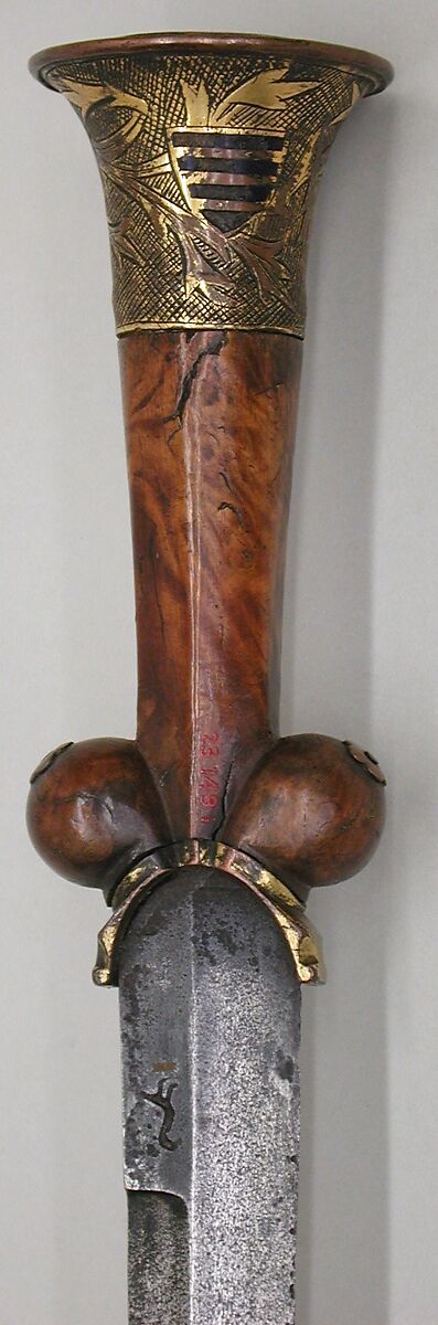Kidney Dagger in Gothic Style, Henri Husson (French, 1851–1914), Steel, wood (walnut), copper, black enamel, French 
