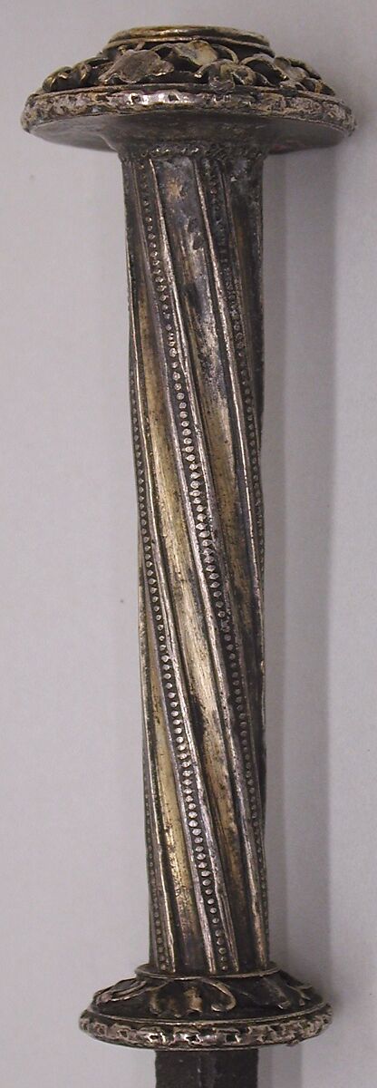 Dagger in Gothic Style, Steel, brass, red enamel, French