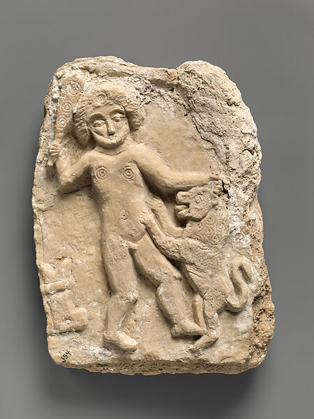 Relief of Herakles and lion, Gypsum, plaster 