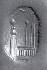 Stamp seal (octagonal pyramid) with cultic scene, Flawed neutral Chalcedony (Quartz), Assyro-Babylonian 