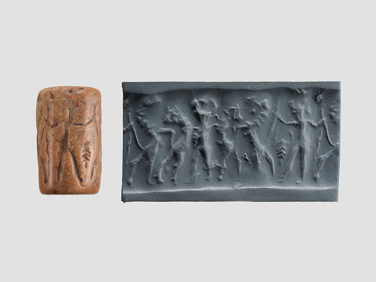 Cylinder seal, Marble, pink 