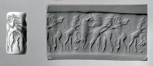 Cylinder seal, Marble, Sumerian 