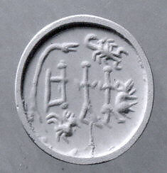 Stamp seal, Chalcedony, brown, Sasanian 