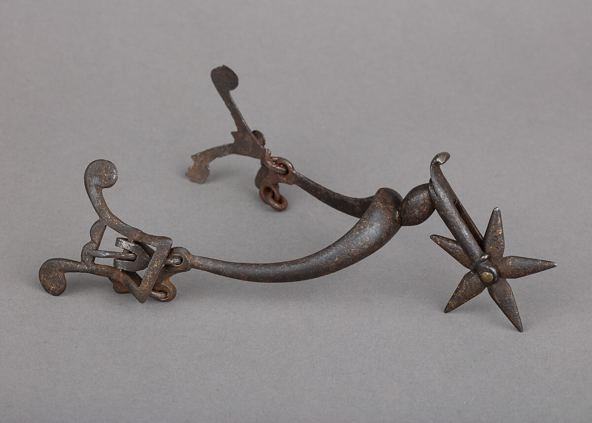 Rowel Spur (Left), Iron alloy, gold, Netherlandish or German 