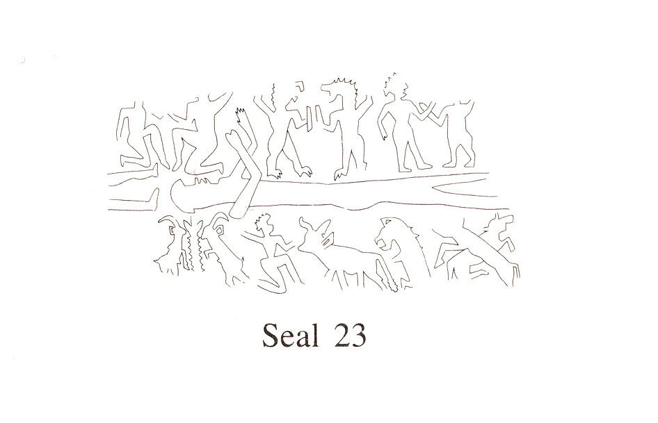 Cuneiform tablet case impressed with four cylinder seals, for cuneiform tablet 86.11.214a: field rental, Clay, Babylonian