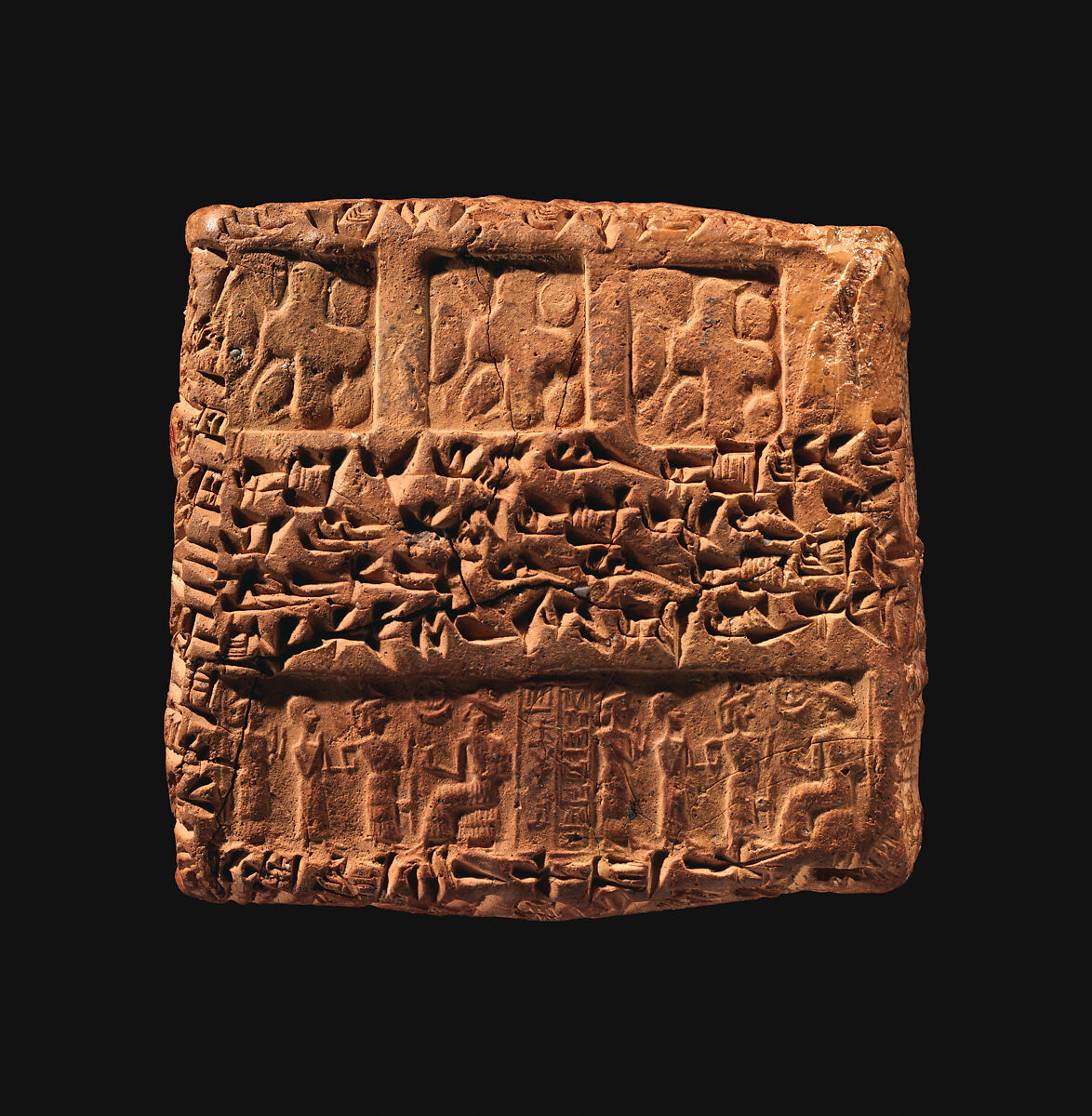 Cuneiform tablet case impressed with four cylinder seals in Assyrian and Anatolian styles, for cuneiform tablet 66.245.17a: loan of silver, Clay, Old Assyrian Trading Colony