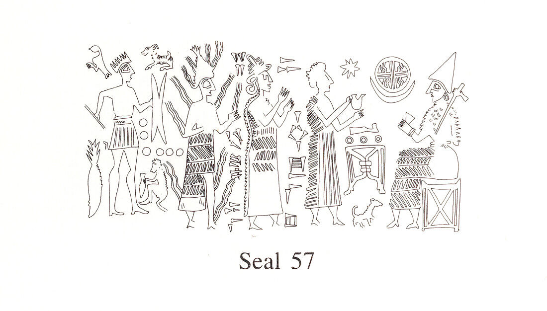 Cuneiform tablet case impressed with four cylinder seals in Anatolian and Old Assyrian style, for cuneiform tablet 66.245.16a: quittance for a loan in silver, Clay, Old Assyrian Trading Colony