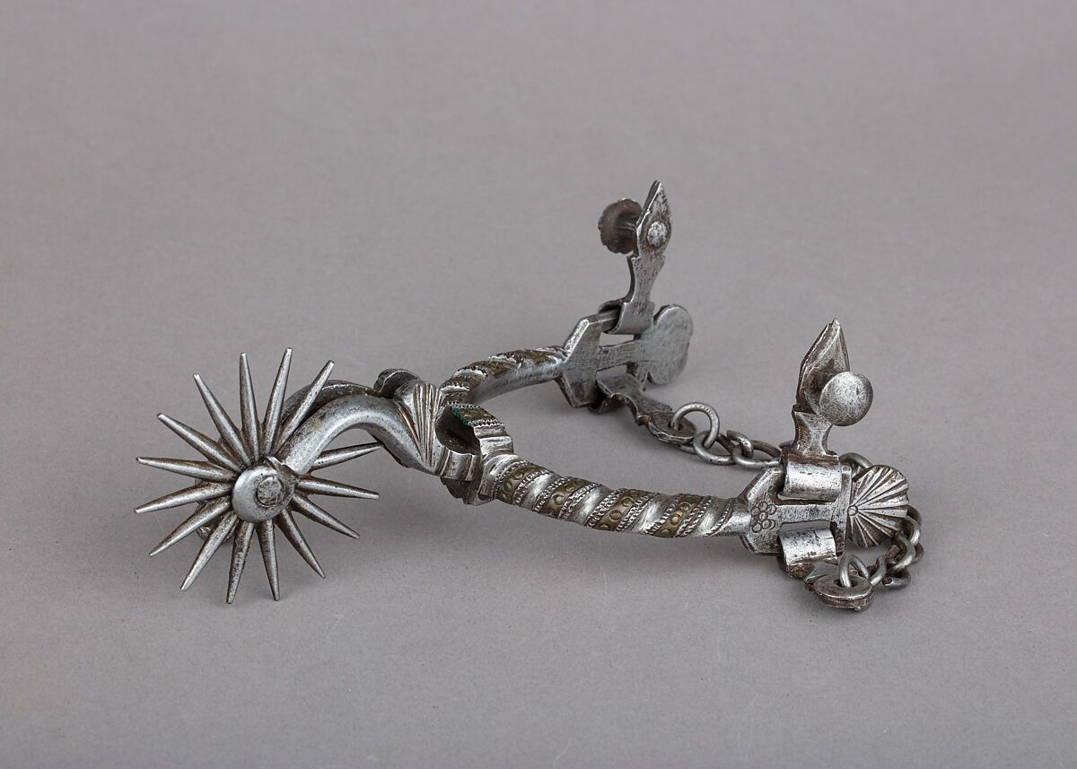 Rowel Spur (Left), Iron alloy, copper alloy, Mexican