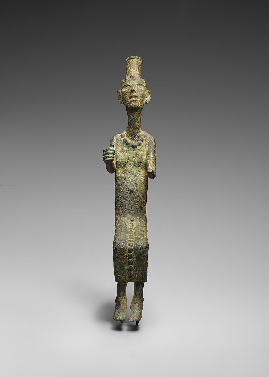 Figure of a seated goddess, Copper alloy, Canaanite
