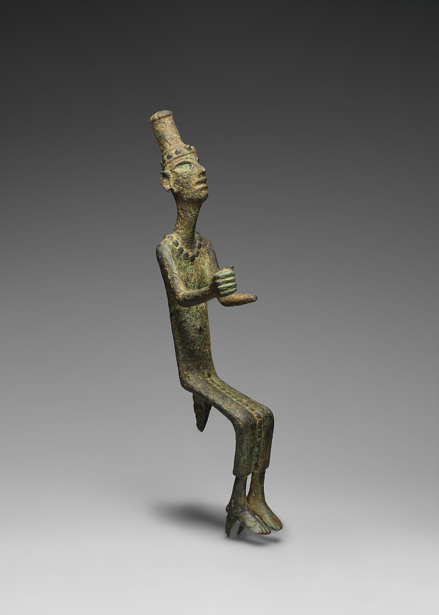 Figure of a seated goddess, Copper alloy, Canaanite 