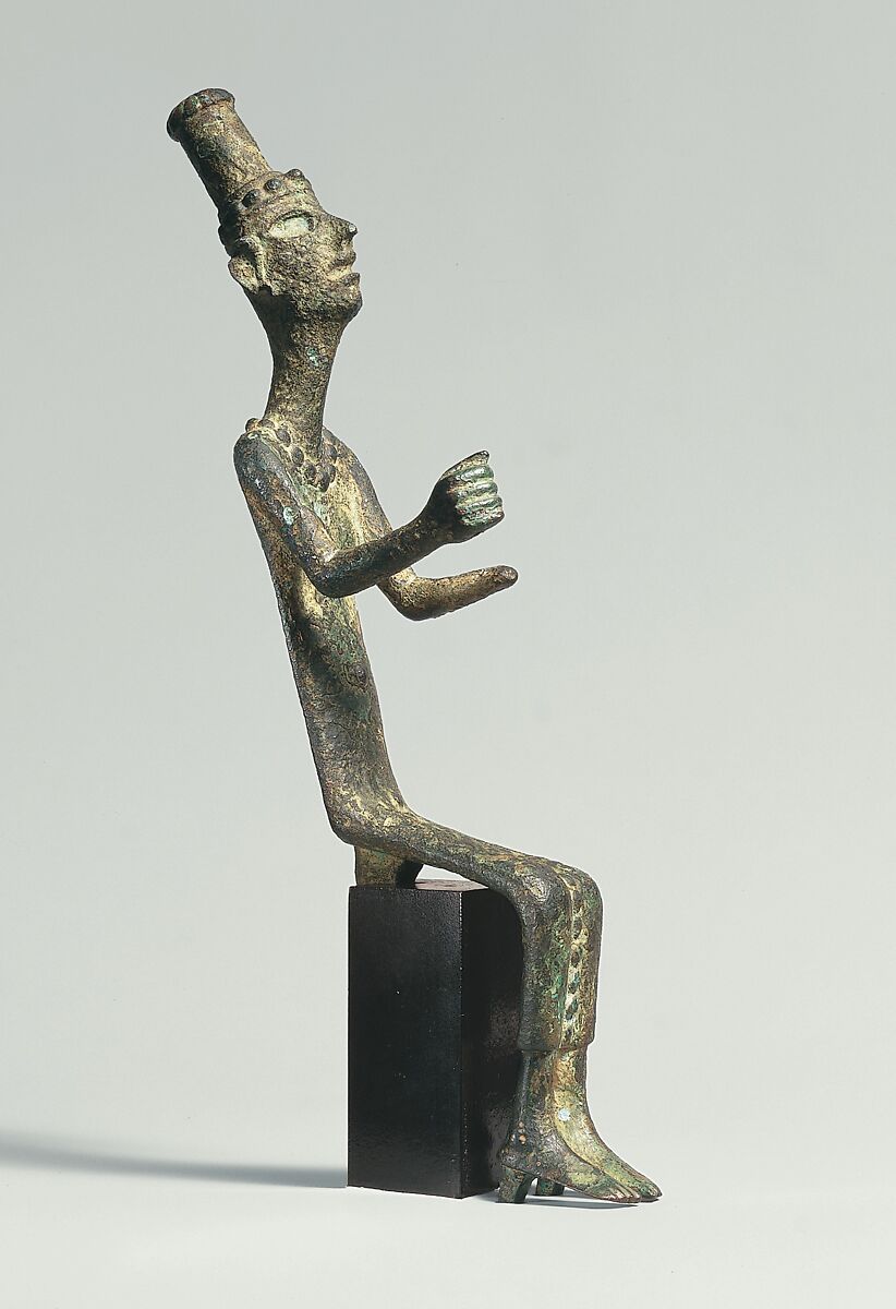 Figure of a seated goddess, Copper alloy, Canaanite 